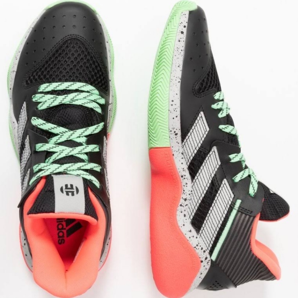 New Adidas Mens Size 8 Harden Stepback Basketball Athletic Shoes black/Neon